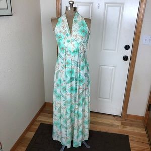 Vintage Allegro Mint Green Paisley Floral Dress
